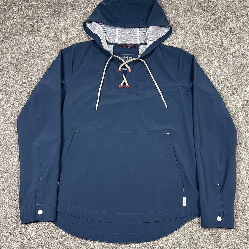 Stio CFS Sun Pullover Hoodie Windbreaker Jacket Women's Size Small Lace Up Blue